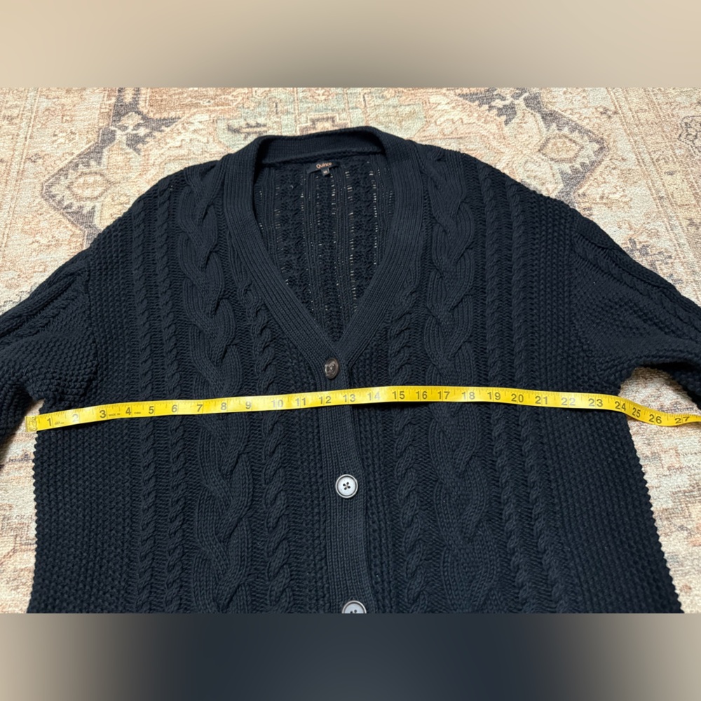 Quince Black Cable Knit Cardigan - Picture 6 of 11